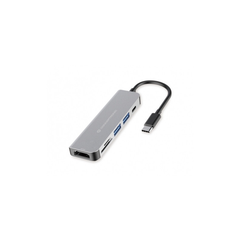 Conceptronic DONN02G keskitin USB 3.2 Gen 1 (3.1 Gen 1) Type-C 5000 Mbit s Alumiini