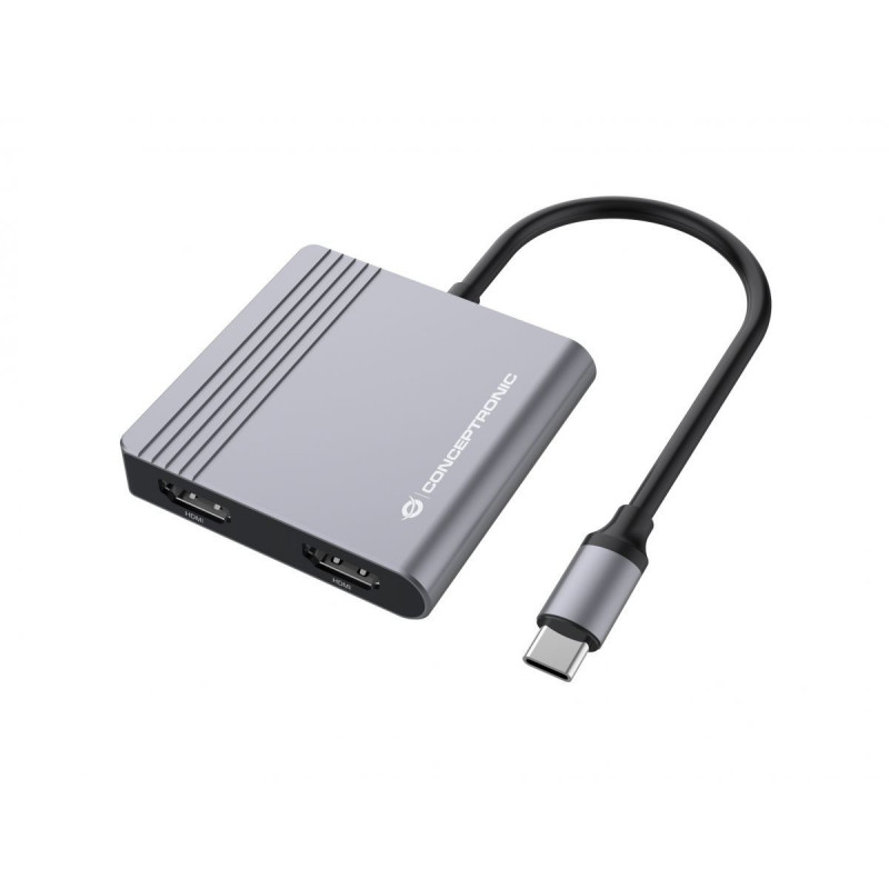 Conceptronic DONN13G kannettavien tietokoneiden telakka ja porttitoistin Langallinen USB 3.2 Gen 1 (3.1 Gen 1) Type-C Harmaa