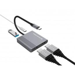 Conceptronic DONN13G kannettavien tietokoneiden telakka ja porttitoistin Langallinen USB 3.2 Gen 1 (3.1 Gen 1) Type-C Harmaa