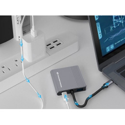 Conceptronic DONN13G kannettavien tietokoneiden telakka ja porttitoistin Langallinen USB 3.2 Gen 1 (3.1 Gen 1) Type-C Harmaa