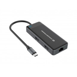 Conceptronic DONN14G kannettavien tietokoneiden telakka ja porttitoistin Langallinen USB 3.2 Gen 1 (3.1 Gen 1) Type-C Harmaa