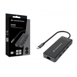 Conceptronic DONN14G kannettavien tietokoneiden telakka ja porttitoistin Langallinen USB 3.2 Gen 1 (3.1 Gen 1) Type-C Harmaa