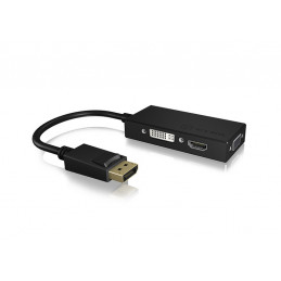 ICY BOX IB-AC1031 DisplayPort DVI-D + VGA (D-Sub) + HDMI Musta