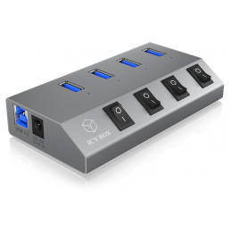 ICY BOX IB-HUB1405 USB 3.2 Gen 1 (3.1 Gen 1) Type-B 5000 Mbit s Antrasiitti