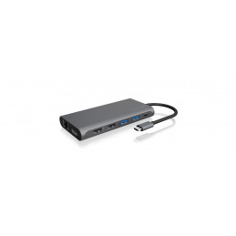 ICY BOX IB-DK4050-CPD Langallinen USB 3.2 Gen 1 (3.1 Gen 1) Type-C Antrasiitti