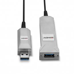 Lindy 42701 USB-kaapeli 50 m USB 3.2 Gen 1 (3.1 Gen 1) USB A Musta, Hopea