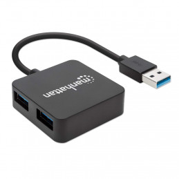 Manhattan 162296 keskitin USB 3.2 Gen 1 (3.1 Gen 1) Type-A 5000 Mbit s Musta