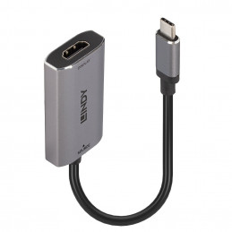 Lindy 43327 videokaapeli-adapteri 0,11 m USB Type-C HDMI Musta, Harmaa