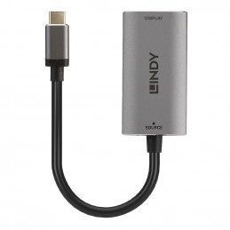 Lindy 43327 videokaapeli-adapteri 0,11 m USB Type-C HDMI Musta, Harmaa