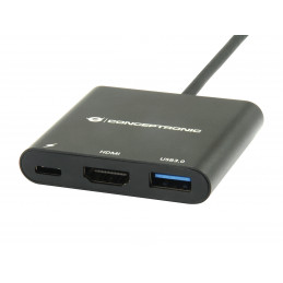 Conceptronic DONN01B keskitin USB 3.2 Gen 1 (3.1 Gen 1) Type-C 5000 Mbit s Musta