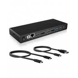 ICY BOX IB-DK2245AC Langallinen USB 3.2 Gen 1 (3.1 Gen 1) Type-C Musta