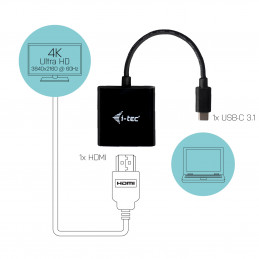 i-tec C31HDMI60HZP videokaapeli-adapteri 0,15 m USB Type-C HDMI Musta, Turkoosi