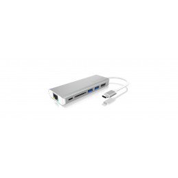 ICY BOX IB-DK4034-CPD Langallinen USB 3.2 Gen 1 (3.1 Gen 1) Type-C Hopea, Valkoinen