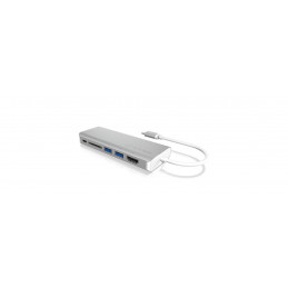 ICY BOX IB-DK4034-CPD Langallinen USB 3.2 Gen 1 (3.1 Gen 1) Type-C Hopea, Valkoinen