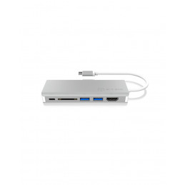 ICY BOX IB-DK4034-CPD Langallinen USB 3.2 Gen 1 (3.1 Gen 1) Type-C Hopea, Valkoinen