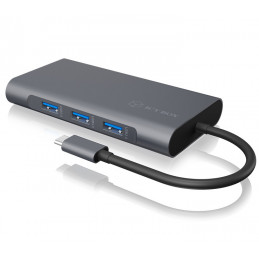 ICY BOX IB-DK4040-CPD Langallinen USB 3.2 Gen 1 (3.1 Gen 1) Type-C Antrasiitti, Musta