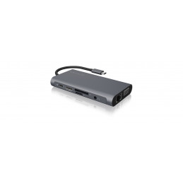 ICY BOX IB-DK4040-CPD Langallinen USB 3.2 Gen 1 (3.1 Gen 1) Type-C Antrasiitti, Musta