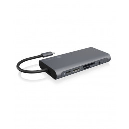 ICY BOX IB-DK4040-CPD Langallinen USB 3.2 Gen 1 (3.1 Gen 1) Type-C Antrasiitti, Musta