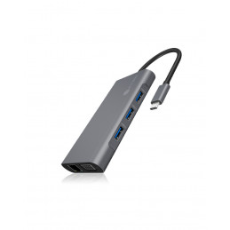 ICY BOX IB-DK4040-CPD Langallinen USB 3.2 Gen 1 (3.1 Gen 1) Type-C Antrasiitti, Musta