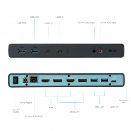 i-tec CADUA4KDOCKPDL kannettavien tietokoneiden telakka ja porttitoistin Langallinen USB 3.2 Gen 1 (3.1 Gen 1) Type-C Musta,