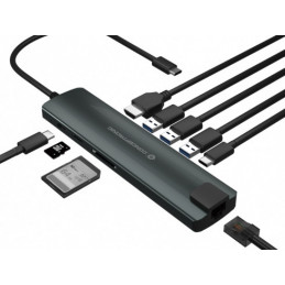 Conceptronic DONN06G keskitin USB 3.2 Gen 1 (3.1 Gen 1) Type-C 5000 Mbit s Musta, Hopea