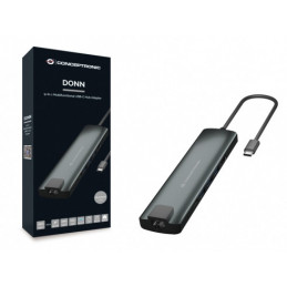 Conceptronic DONN06G keskitin USB 3.2 Gen 1 (3.1 Gen 1) Type-C 5000 Mbit s Musta, Hopea