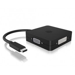 ICY BOX IB-DK1104-C 0,15 m USB Type-C DVI + VGA + DisplayPort + HDMI Musta