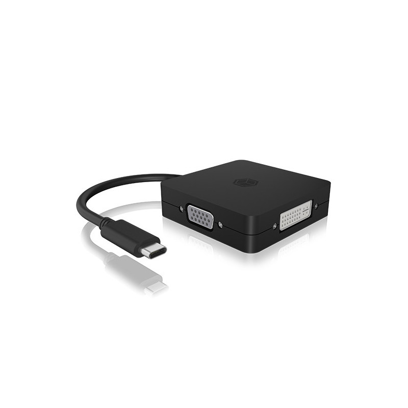 ICY BOX IB-DK1104-C 0,15 m USB Type-C DVI + VGA + DisplayPort + HDMI Musta