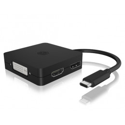 ICY BOX IB-DK1104-C 0,15 m USB Type-C DVI + VGA + DisplayPort + HDMI Musta