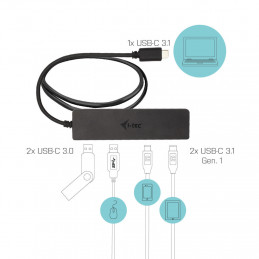 i-tec Metal C31HUBMETAL2A2C85 keskitin USB 3.2 Gen 1 (3.1 Gen 1) Type-C 5000 Mbit s Musta