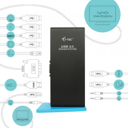 i-tec U3HDMIDVIDOCK kannettavien tietokoneiden telakka ja porttitoistin Telakointi Musta