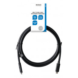 Deltaco USBC-1503-LSZH USB-kaapeli 2 m USB 3.2 Gen 2 (3.1 Gen 2) Musta