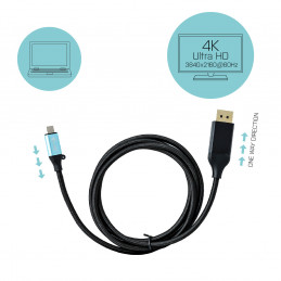 i-tec C31CBLDP60HZ2M videokaapeli-adapteri 2 m USB Type-C DisplayPort Musta