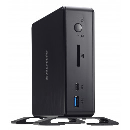 Shuttle XPC nano NC1010BA tietokone työasema 4205U mini PC Intel® Celeron® 4 GB DDR4-SDRAM 120 GB SSD Windows 10 Pro Musta