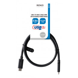 Deltaco USBC-4008-LSZH USB-kaapeli 0,8 m USB 3.2 Gen 2 (3.1 Gen 2) Musta