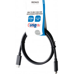 Deltaco USBC-4008-LSZH USB-kaapeli 0,8 m USB 3.2 Gen 2 (3.1 Gen 2) Musta