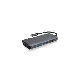 ICY BOX IB-DK4070-CPD Langallinen USB 3.2 Gen 1 (3.1 Gen 1) Type-C Antrasiitti, Musta