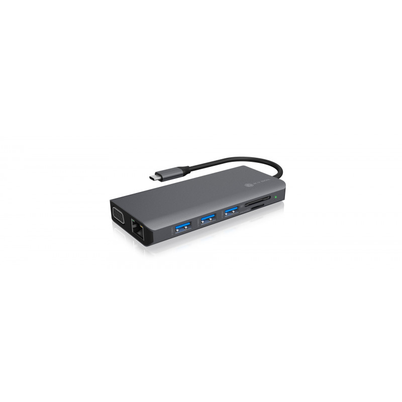 ICY BOX IB-DK4070-CPD Langallinen USB 3.2 Gen 1 (3.1 Gen 1) Type-C Antrasiitti, Musta