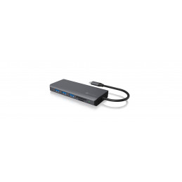 ICY BOX IB-DK4070-CPD Langallinen USB 3.2 Gen 1 (3.1 Gen 1) Type-C Antrasiitti, Musta