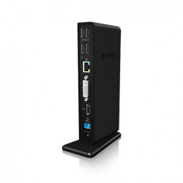 ICY BOX IB-DK2241AC Langallinen USB 3.2 Gen 1 (3.1 Gen 1) Type-A Musta