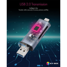 ICY BOX IB-CR200-C kortinlukija USB 2.0 Musta