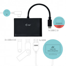 i-tec C31DTPDHDMI keskitin USB 3.2 Gen 1 (3.1 Gen 1) Type-C 5000 Mbit s Musta