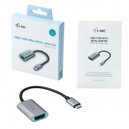 i-tec Metal C31METALVGA60HZ videokaapeli-adapteri 0,15 m USB Type-C VGA (D-Sub) Harmaa