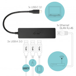 i-tec Advance C31GL3SLIM keskitin USB 3.2 Gen 1 (3.1 Gen 1) Type-C 5000 Mbit s Musta