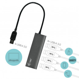 i-tec Metal U3HUB448 keskitin USB 3.2 Gen 1 (3.1 Gen 1) Type-A 5000 Mbit s Harmaa