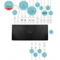 i-tec C31QUATTRODOCKPD kannettavien tietokoneiden telakka ja porttitoistin Langallinen USB 3.2 Gen 1 (3.1 Gen 1) Type-C Musta