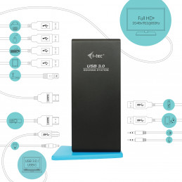 i-tec U3DUALHDMIDOCK kannettavien tietokoneiden telakka ja porttitoistin Langallinen USB 3.2 Gen 1 (3.1 Gen 1) Type-A Musta