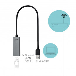 i-tec Metal U3METALGLAN verkkokortti Ethernet 1000 Mbit s