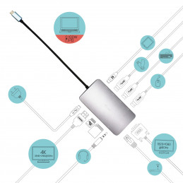 i-tec Metal C31NANODOCKVGAPD kannettavien tietokoneiden telakka ja porttitoistin Langallinen USB 3.2 Gen 1 (3.1 Gen 1) Type-C