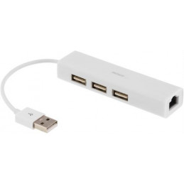 Deltaco USB2-LAN3 keskitin USB 2.0 Valkoinen